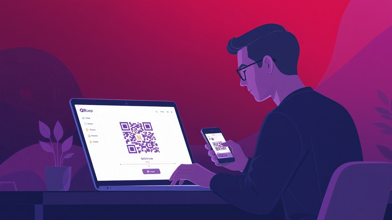 Getting started with QRUpp – simple illustration showing creation and customisation of a QR code.