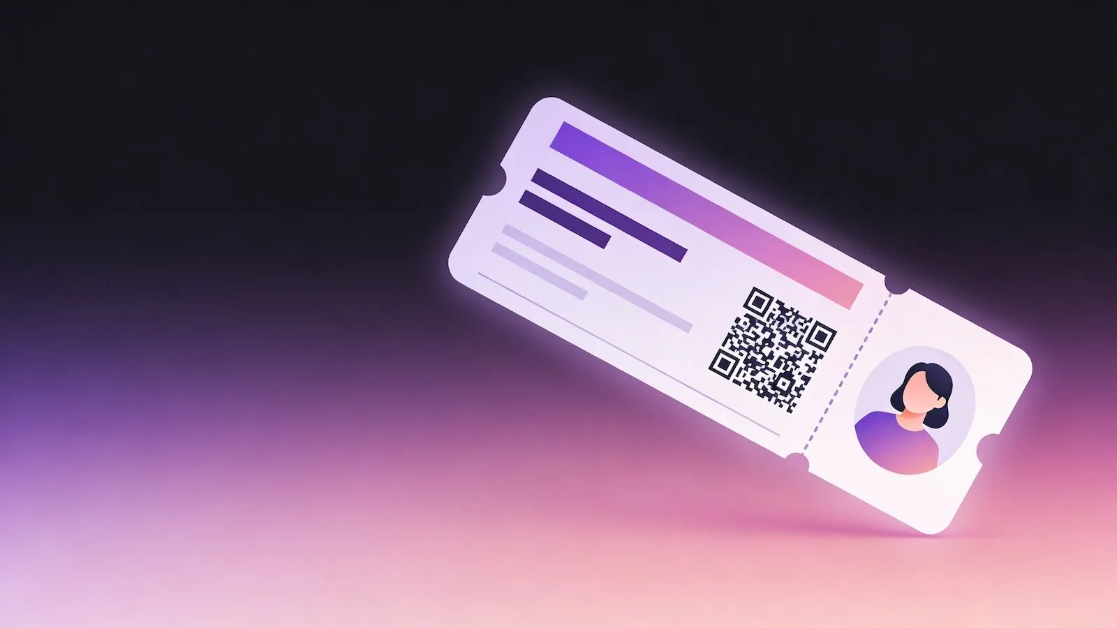 QR code for event ticket displayed on a stylised ticket design