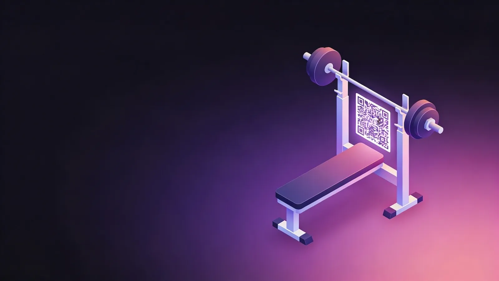 QR code displayed on a gym workout station linking to fitness content